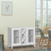 Coffee Bar Cabinet, Sideboard Buffet Cabinet with Removable Wine Rack, Tempered Glass Door and Adjustable Shelves, Wine Cabinet for Living Room, Kitchen, Entryway, White