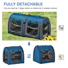 39" Portable Soft-Sided Pet Cat Carrier With Divider  Dual Compartment  Soft Cushions  & Storage Bag  Blue