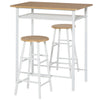 3 Piece Counter Height Bar Table and Chairs Set, Space Saving Dining Table with 2 Matching Stools, Metal Frame Footrest, White/Oak