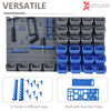 44 Piece Wall Mounted Pegboard Tool Organizer Rack Kit with Various Sized Storage Bins, Pegboard, & Hooks - Blue