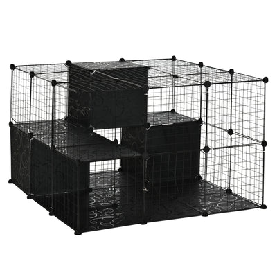 Pet Playpen DIY Small Animal Cage Fence with Door Storage Shlef Indoor Outdoor for Kitten Bunny Chinchilla Pet Mink