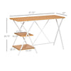Computer Desk with Shelves, Wood Grain Writing Desk with 2-Tier Storage Shelves Home Office Desk Study Table Work Desk Corner Desk, Natural