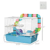 Large Hamster Cage and Habitat, 3-Level Steel Rat Cage, with Tube Tunnels, Exercise Wheel, Water Bottle, Food Dish, Ramps, Light Blue