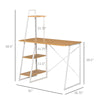 Home Office Computer Desk with 3-Tier Storage Shelves Study Writing Table Workstation for Small Space Natural