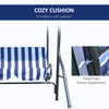 3-Person Porch Swing with Canopy, Patio Swing Chair, Outdoor Canopy Swing Bench with Adjustable Shade, Cushion and Steel Frame, Dark Blue