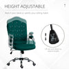 Velvet Office Chair Desk Chair with 360 Degree Swivel Wheels Adjustable Height Tilt Function Dark Green