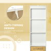 Tall Bathroom Storage Cabinet, Free Standing Bathroom Cabinet Slim Side Organizer w/ 3-Tier Open Shelf, Bamboo Door, White