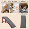 Pet Ramp Bed Steps for Dogs Cats Non-slip Carpet Top Platform Pine Wood 69.75"L x 16"W x 25"H Brown Grey