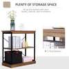 2-Tier Industrial Style Storage Wooden Shelf with Robust Steel, Tall Organizer Multifunctional Rack for Bedroom, Kitchen, Brown