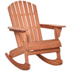 Wooden Adirondack Rocking Chair Outdoor Lounge Chair Fire Pit Seating with Slatted Wooden Design, Fanned Back for Patio, Lawn Teak