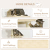 Wall-Mounted Cat Tree, Cat Wall Furniture with Scratching Post, Kitten Activity Center with Condo, Beige