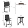4 Piece Patio Bar Set for 2 with 6' Adjustable Tilt Umbrella, Outdoor Bistro Set with Folding Chairs & Glass Round Dining Table, Black