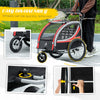 Red 3-in-1 Bike Trailer for Kids, Running Stroller with 2 Seats, Jogging Cart with 5-Point Harness, Storage Units