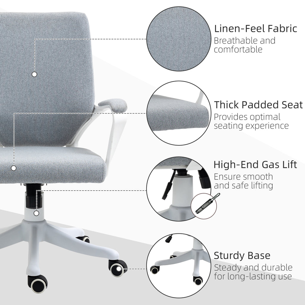 High Back Home Office Chair Ergonomic Computer Desk Chair Adjustable Swivel Chair with Lumbar Back Support, Padded Armrests, Grey