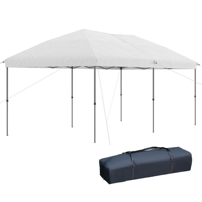 10' x 19' Pop Up Canopy with Easy Up Steel Frame, 3-Level Adjustable Height and Carrying Bag, Sun Shade Event Party Tent for Patio, Backyard, Garden, Off-White