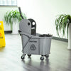 9.5 Gallon(38 Quart) Mop Bucket with Wringer Cleaning Cart, 4 Moving Wheels, 2 Separate Buckets, & Mop-Handle Holder - Grey