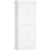 72.5" Traditional Freestanding Kitchen Pantry, Tall Kitchen Cupboard with 4 Doors, and 4 Adjustable Shelves, White