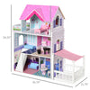 Kids Wooden Dreamhouse Villa with Furniture Accessories Kit for Toddler Girls Multi-Level House for Children - Pink