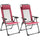 Set of 2 Portable Folding Recliner Outdoor Patio Chaise Lounge Chair with Adjustable Backrest, Red