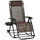 Outdoor Rocking Chairs Zero Gravity Rocking Chair w/ Removable Headrest, Side Tray, Cup & Phone Holder, Brown