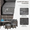 6 Pieces Patio Wicker Conversation Furniture Sets, Outdoor PE Rattan Sectional Sofa Set, with Coffee Table & Cushions for Lawn, Mixed Grey