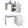 L Shaped Corner Computer Desk Workstation with Rotating Storage Shelves and Drawer for Home & Office, White