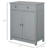 Small Bathroom Storage Cabinet, Freestanding Linen Cabinet with Metal Knob, Elevated Base and 2 Drawers, MDF Board, Bath Room Cabinet, Grey