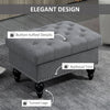 25" Storage Ottoman with Removable Lid, Button-Tufted Fabric Bench for Footrest and Seat with Wood Legs, Grey
