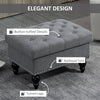 25" Storage Ottoman with Removable Lid, Button-Tufted Fabric Bench for Footrest and Seat with Wood Legs, Grey