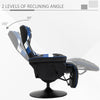 Racing Style Reclining Gaming Chair, Computer Recliner Chair with Lumbar Support, Footrest and Cup Holder, Black/White/Blue