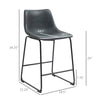 Counter Height Bar Stools, Vintage PU Leather Barstools with Footrest for Dining Room, Home Bar, Kitchen, Set of 4, Black