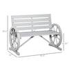 Wooden Wagon Wheel Bench Rustic Outdoor Patio Furniture, 2-Person Seat Bench with Backrest Charcoal Grey