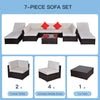 9 Piece Patio Furniture Sets, Wicker Sectional Sofa Sets Outdoor Rattan Conversation Sets with Tea Table and Loungers for Garden