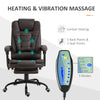 Leather Office Chair, 7 Point Vibration Massage Office Chair, Computer Chair with Retractable Footrest, Ergonomic Chair, Brown