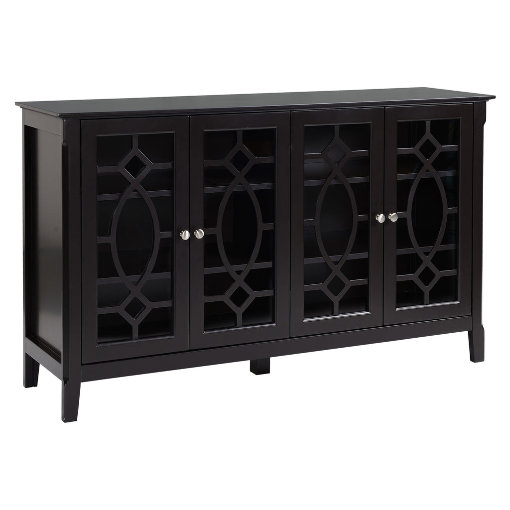 Modern Sideboard with Storage, Console Table, Buffet Cabinet with Glass Doors for Living Room, Espresso