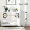 Modern Sideboard, Glass Door Buffet Cabinet with Storage Drawers, and Adjustable Shelves, Console Table for Living Room, Entryway, White