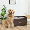 Large Elevated Dog Bowls with Storage Drawer Containing 21L Capacity, Raised Raised Pet Feeding Station with 2 Stainless Steel Bowls, Brown