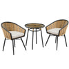 3 Pieces Patio PE Rattan Bistro Set, Round Resin Wicker Coffee Set, w/ Chairs & Coffee Table Conversation Set, for Garden, Cream White
