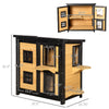 2-Tier Cat House, Outdoor Feral Cat Shelter, with Weather Resistant Roof, Escape Door, PVC Curtain, Glass Window, Yellow