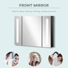 LED Lighted Medicine Cabinet with Mirror, Wall Mounted Bathroom Cabinet with 3 Cupboards, Memory Function, USB Charge, High Gloss Black