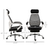 360° Swivel High Back Office Chair Adjustable Height Recliner with Retractable Footrest Home Office - Black/White