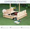 Wooden Kids Sandbox w/ Cover Adjustable Canopy Convertible Bench Seat Bottom Liner