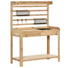 Potting Bench Table, Garden Work Bench, Workstation with Metal Sieve Screen, Removable Sink, Additional Hooks and Baskets for Patio, Natural