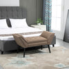 Modern Button Tufted Sitting Bench/Accent Fabric Upholstered Ottoman for Bedroom or Living Room  Brown