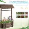 Wooden Wishing Well Raided Garden Bed, Rustic Planters for Outdoor Plants, Patio Ornamental for Herb/Vegetables, Rustic Brown