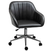Mid-Back Office Chair PU Leather Swivel Task Armchair with Tub Shape Design for Living Room Home, Black