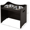 Raised Pet Food Elevated Feeder with 2 Stainless Steel Bowls  3 Levels Adjustable Height Levels  and Wood Finish