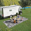 RV Mat, Outdoor Patio Rug / Large Camping Carpet with Carrying Bag, 9' x 18', Waterproof Plastic Straw, Reversible Design for Backyard, Porch, Picnic, Poolside, Gray & White Floral