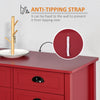 Sideboard Buffet Cabinet, Storage Serving Console Table with 4 Drawers and Slatted Bottom Shelf for Kitchen, Living Room, Red