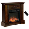 32" Electric Fireplace with Mantel, Freestanding Heater with LED Log Flame, Overheat Protection and Remote Control, 1400W, Brown